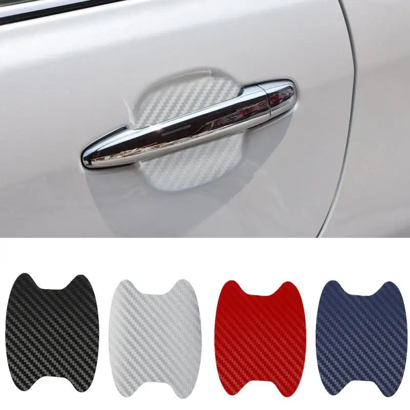4Pcs/Set Car Door Sticker Carbon Fiber Scratches Resistant Cover Auto Handle Protection Film Exterior Styling Car Accessories