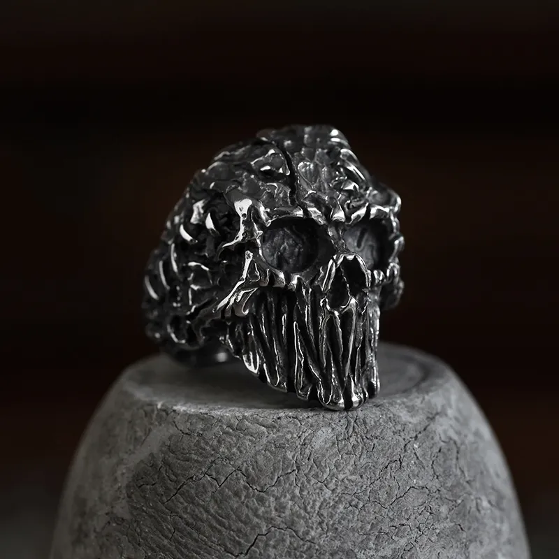 Hip-Hop Men's Biker Rings Head Evil Skull Ring Gothic Punk Rock Biker Jewelry Accessories Wholesale