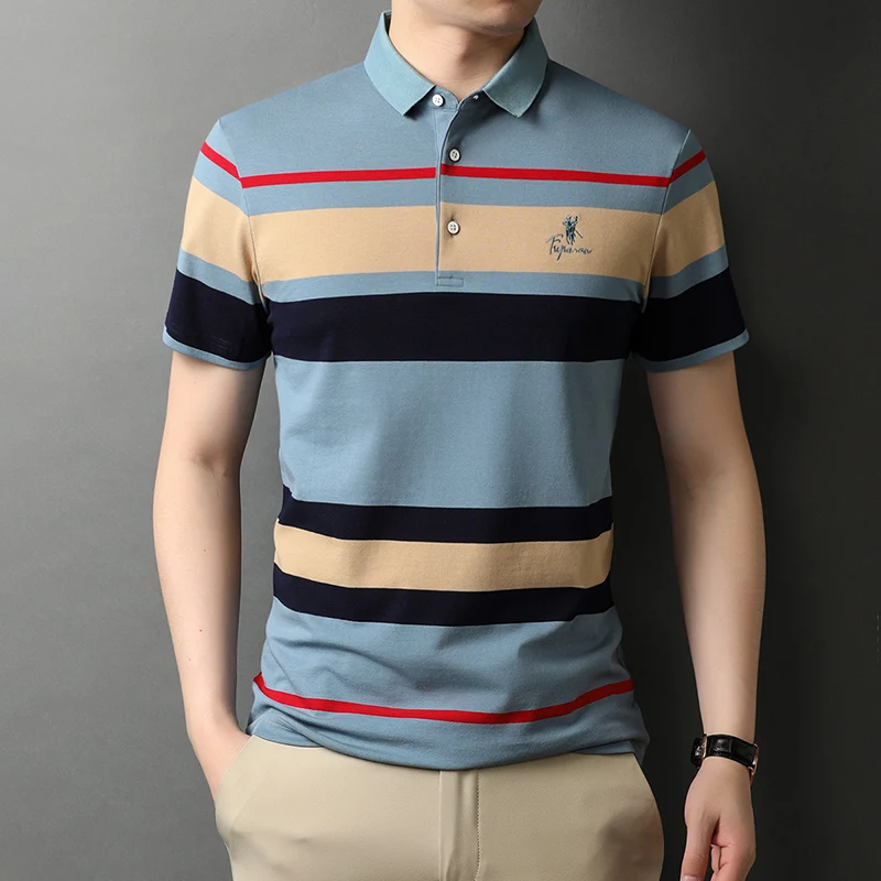 Top Grade New Summer Brand Embroidery Striped Mens Designer Polo Shirts With Short Sleeve Casual Tops Fashions Men Clothing 2023
