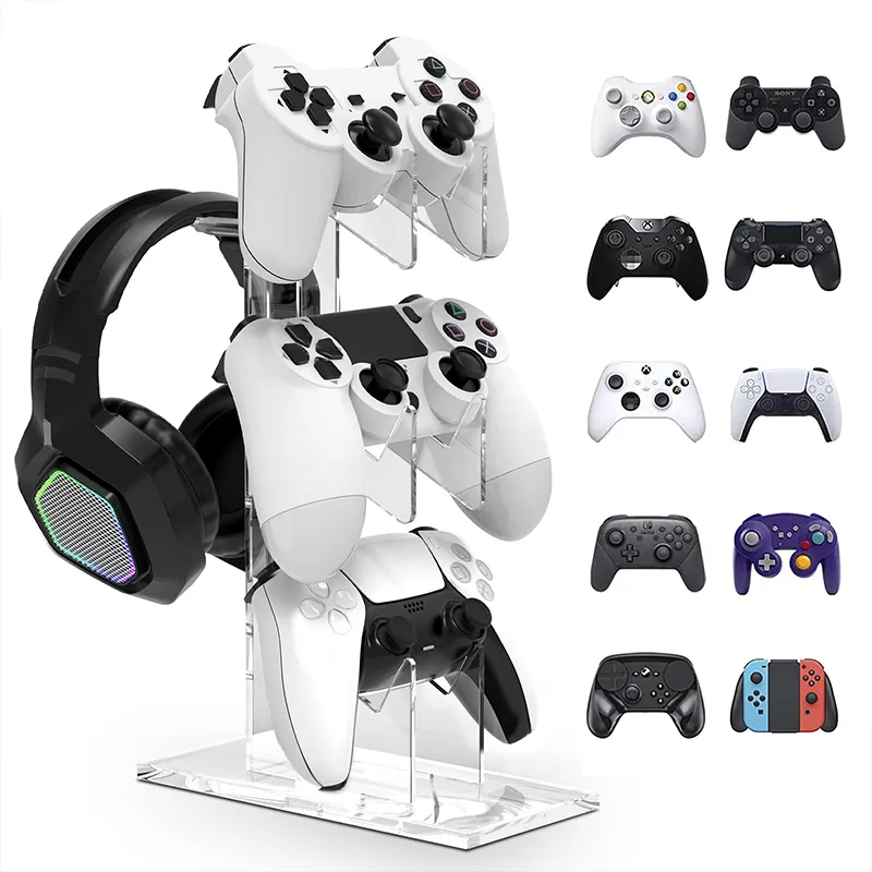 Universal 3-layer controller holder and headphone holder game accessories PS5 PS4 storage holder black, white, transparent