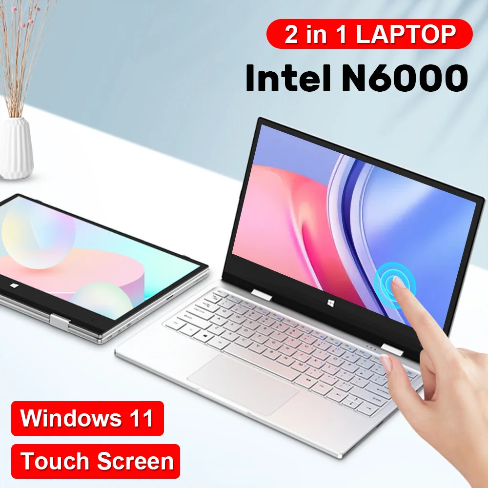 360° Rotation Convertible Laptop Portable 11.6 inch N6000 16G+512G Windows 11 Student Learning Touchscreen Notebook Fingerprint