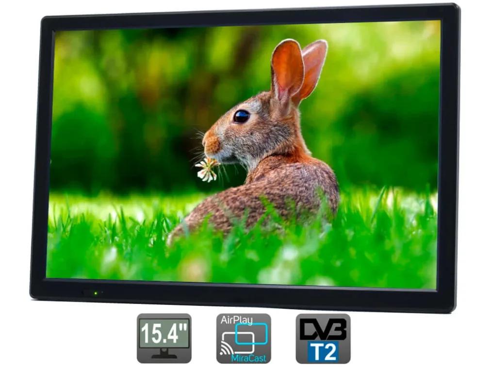AVEL 15.4-Inch Portable TV, Included Antenna, Miracast, HDMI, USB, SD, RCA (DVB-T2, AVS155PT)