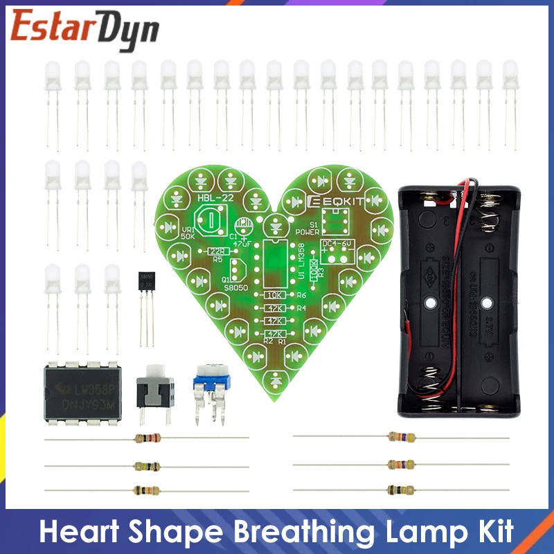 DIY Kit Heart Shape Breathing Lamp Kit DC 4V-6V Breathing LED Suite Red White Blue Green DIY Electronic Production for Learning