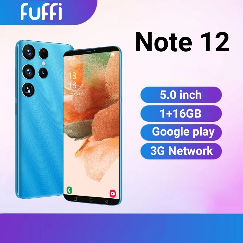 FUFFI Note 12 Smartphone 5.0 inch 16GB ROM 1GB RAM Google play store Mobile phones Android 2+3MP Camera 3G Network Cell phone