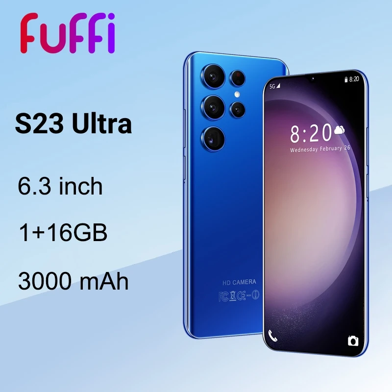 FUFFI S23 Ultra Smartphone Android 6.3inch 3000mAh Battery 16GB ROM 1GB RAM Mobile phones Google play store Original cell phone