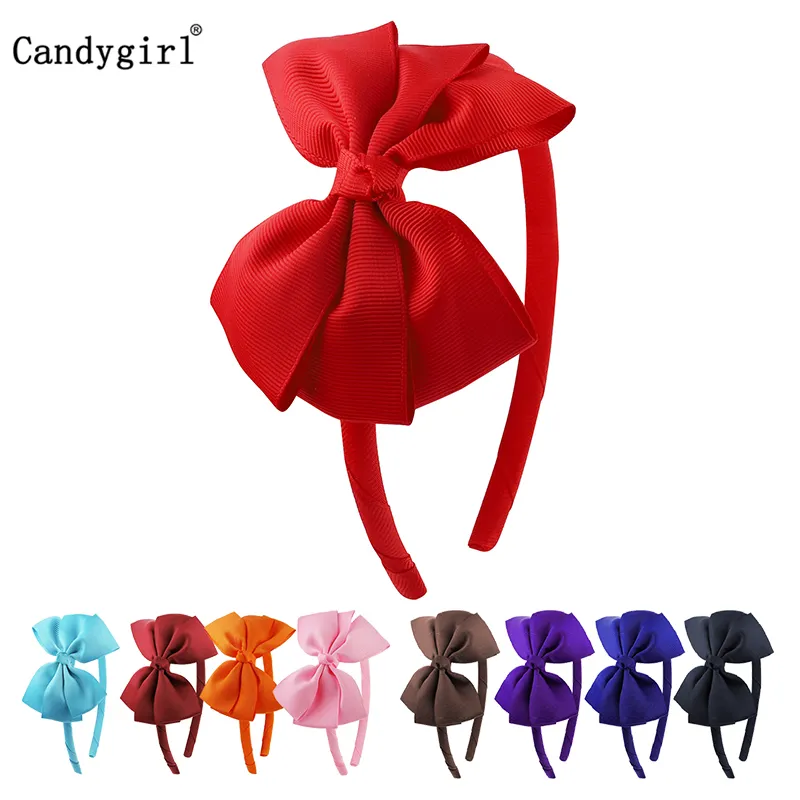 Fashion Ribbon Red Bow Hairband For Girls Handmade Solid Ribbon Headbands with Satin Hoops Kids' Daily Headwear Hair Accessories