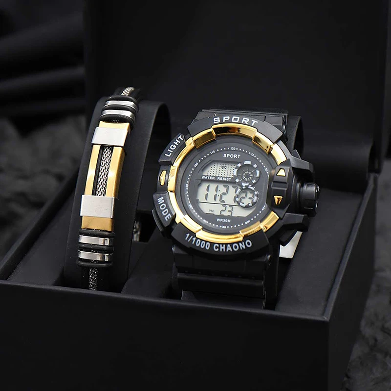 Fashion Watches Men Sports Electronic Wrist Watches Luxury Male Leather Bracelet Relogio Masculino