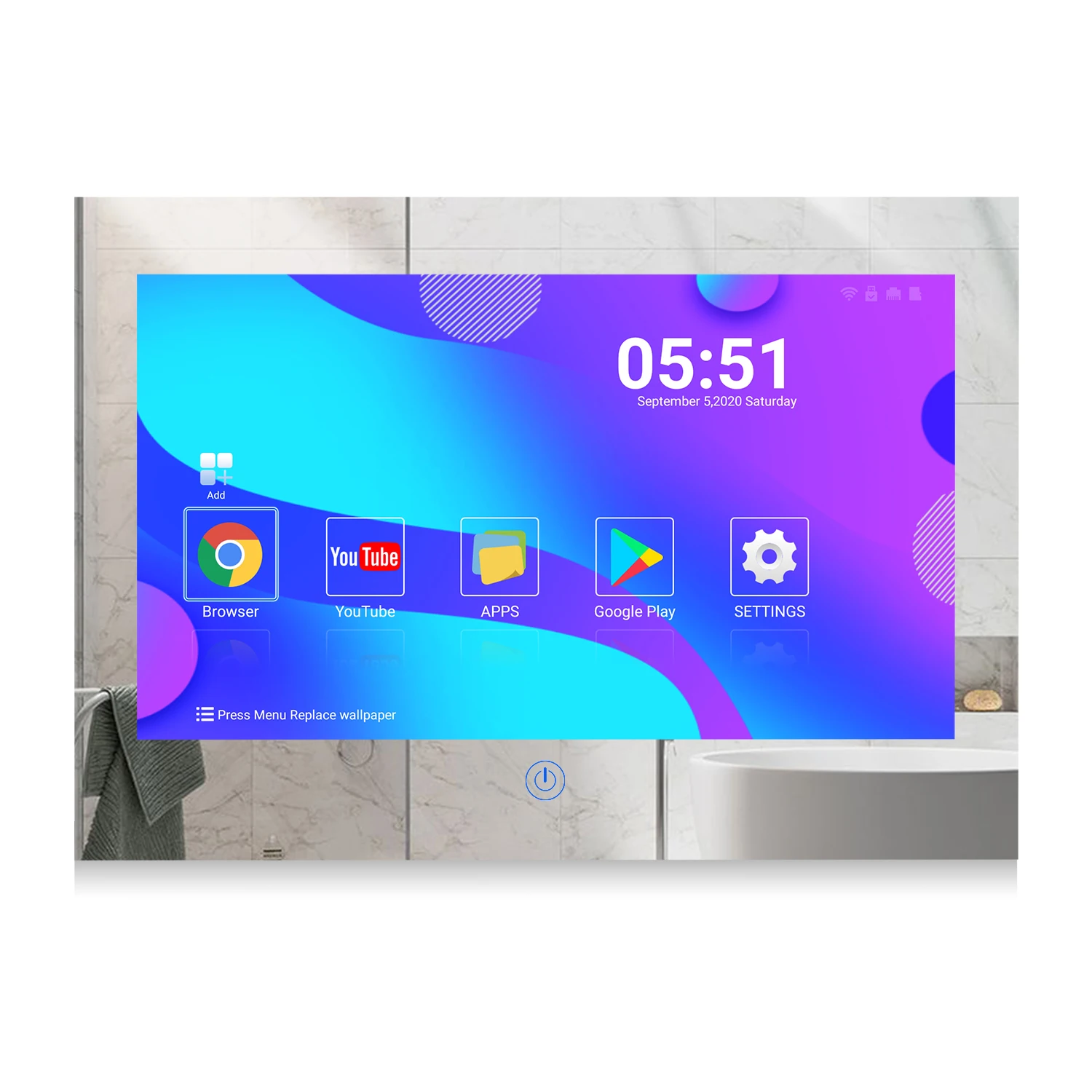 Haocrown 55 Inch Waterproof Mirror TV, Smart Android 11.0 Television  Full HD 1080P Built-in Wi-Fi Bluetooth Waterproof Speakers