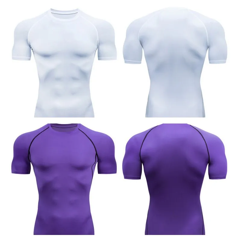 Men's Compression Running Sport Shirt Short Sleeve Running T-shirts Gym Clothing Fitness Tight Soccer Jersey Quick Dry