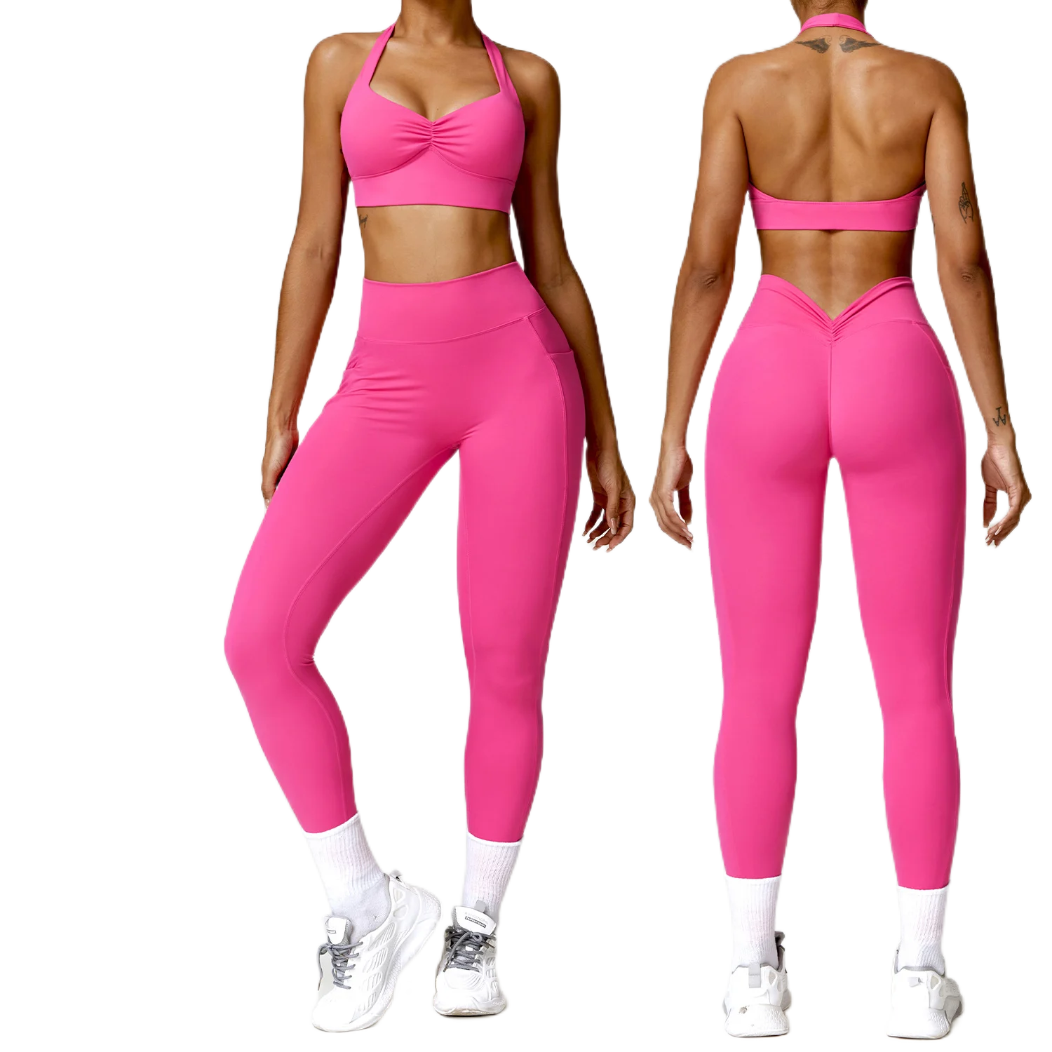 Mermaid Curve Tight Yoga Set Matte Quick Drying Women's Fitness Clothing Push up sports bra+Gym legs 2-piece suit