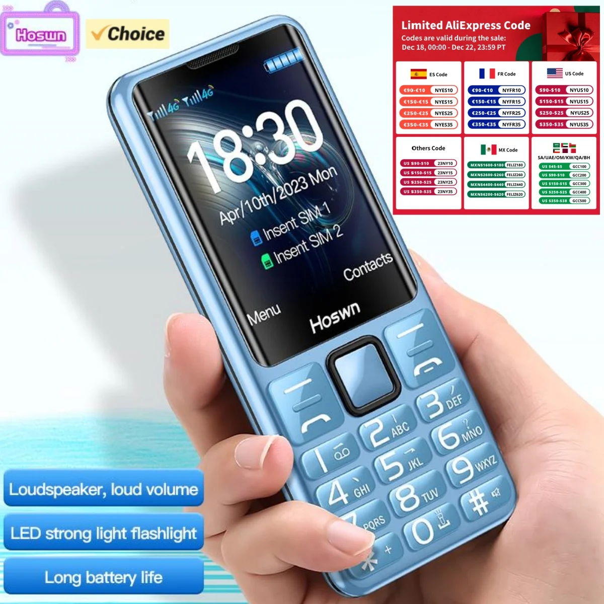 Mini i79 (H6) Elderly 2G Cellphone 2.4Inches TFT Screen 32MB RAM Torch Dual SIM English keyboard Mobile Phone