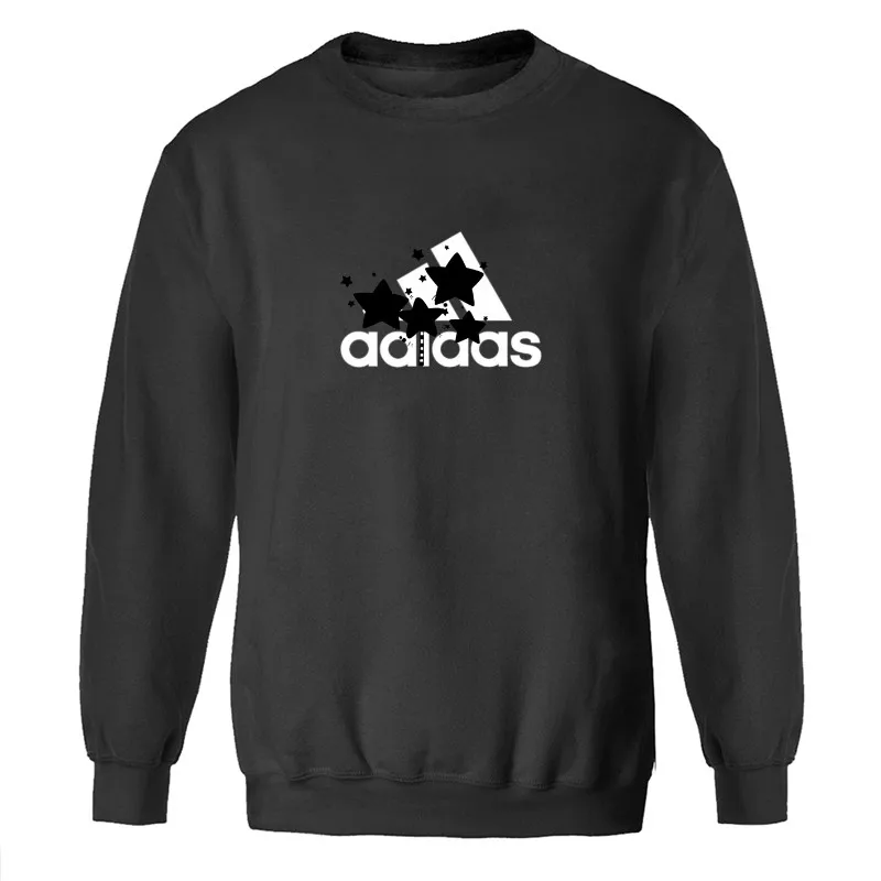 New Men Sports Sweatshirts Printed Fleece Warm O-Neck Pullover Hip Hop Casual Loose Warm Men's Clothes Brand 3XL Autumn Winter