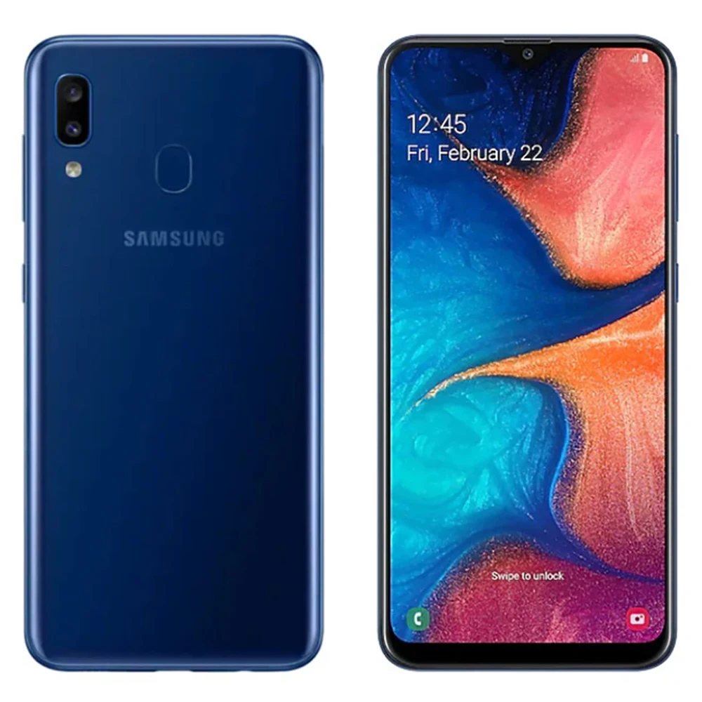 Original Samsung Galaxy A20 A205U/U1 4G Mobile Cell Phone Single SIM 6.4'' 3GB RAM 32GB ROM 13MP+8MP Android SmartPhone