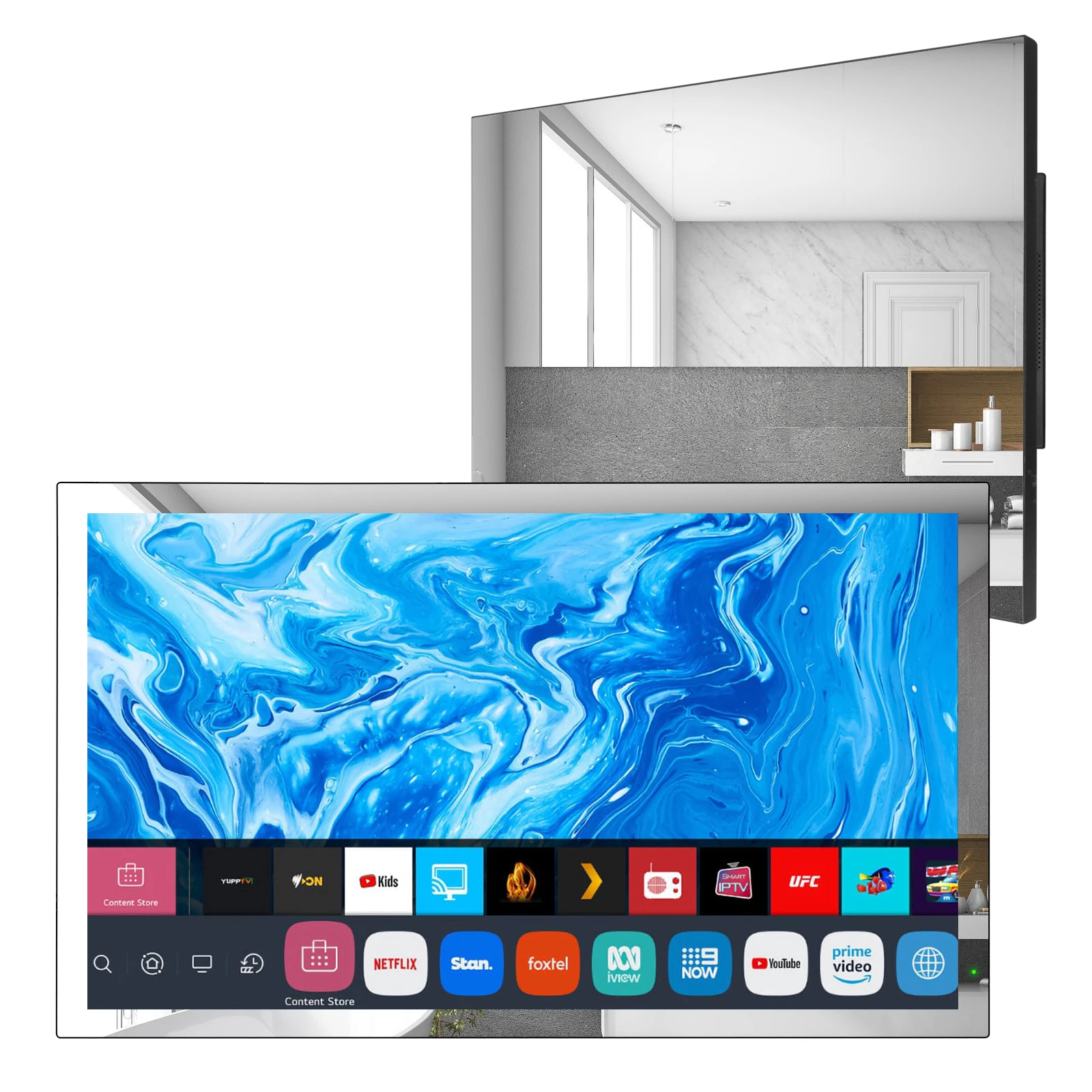 Soulaca 24 Inch Mirror TV for Bathroom webOS Dolby FHD Smart TV with Magic Remote, Voice Control, Built-in Speakers, Wi-Fi