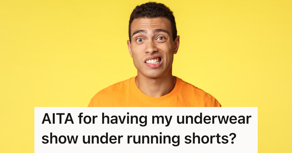 man-accidentally-forgets-his-running-shorts-and-borrows-a-pair-that-are-too-short,-so-the-other-runners-in-the-group-threaten-to-ban-him-for-improper-attire