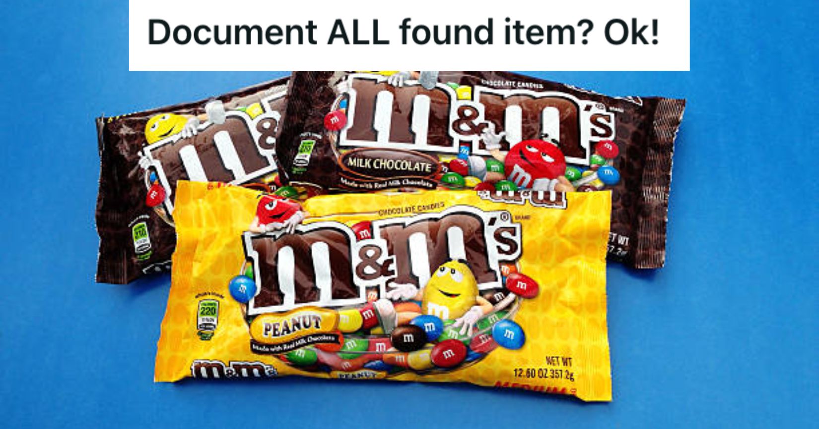 management-implemented-a-strict-protocol-about-lost-and-found-items,-so-this-employee-documented-an-unopened-bag-of-m&m’s-peanuts